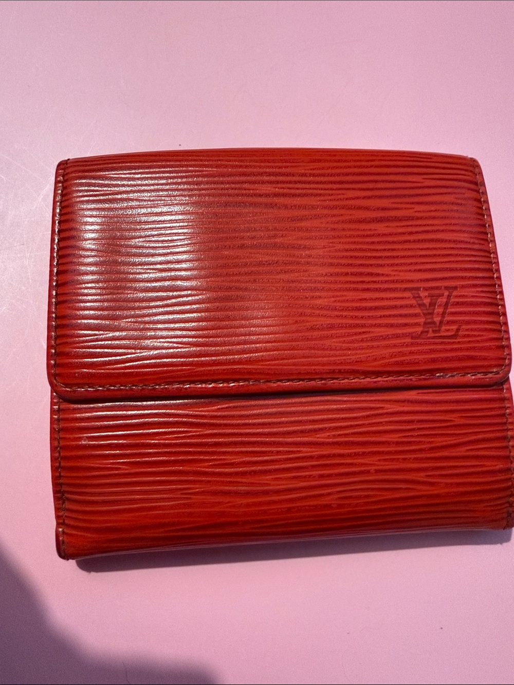 Vintage Louis Vuitton Epi Leather Wallet in Vibrant Red